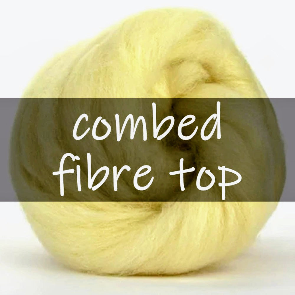 Combed wool and fibre top for fibre crafts including spinning, needle or wet felting, hand dyeing and blending