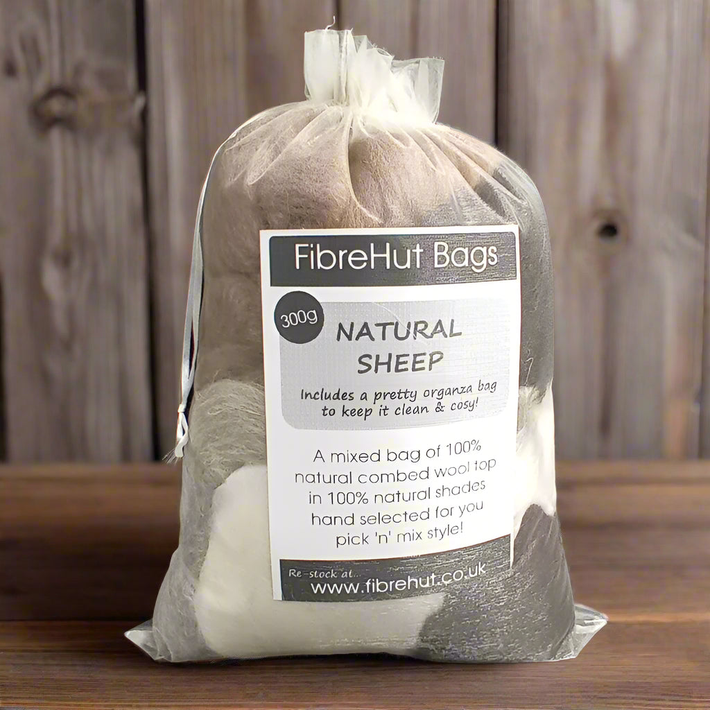 bag of roving combed wool top