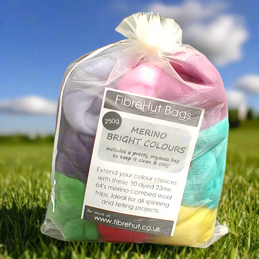 merino bright colours mixed bag of fibre