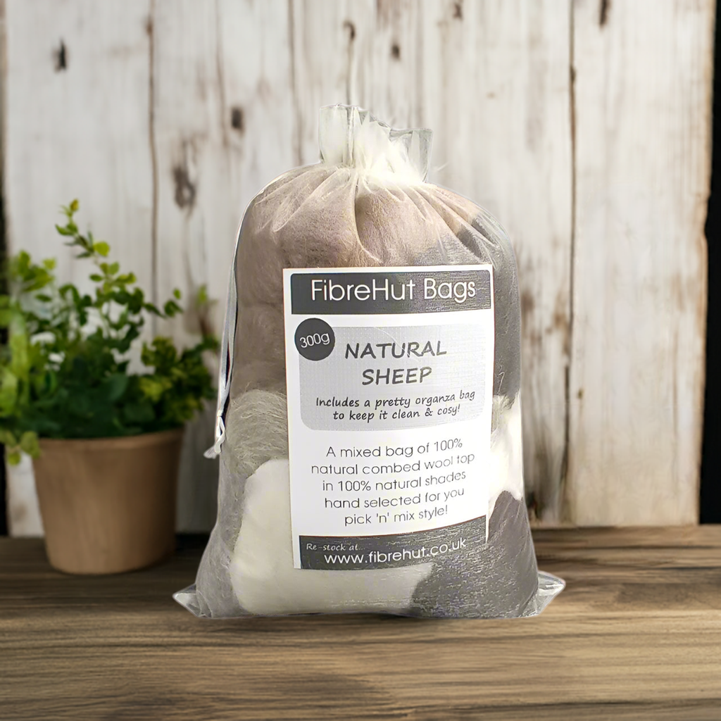 bag of natural sheep combed wool top