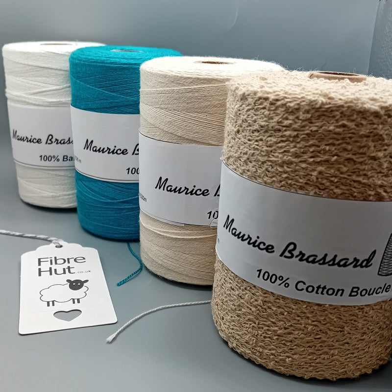 Maurice Brassard weaving yarn