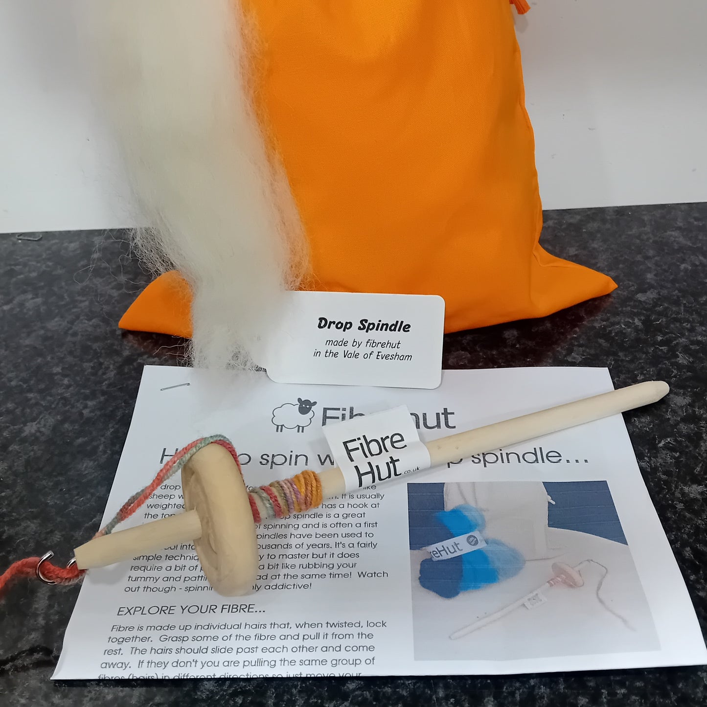 Beginners drop spindle yarn spinning kit