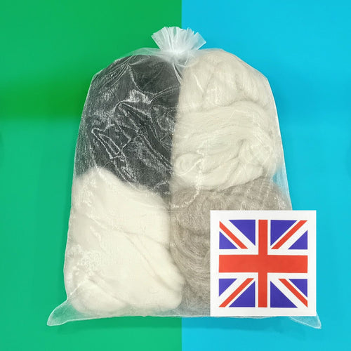 A bag of the best of British sheep breeds combed wool top for spinning