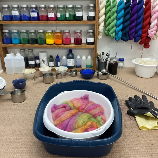 dyeing combed wool with bright acid dyes