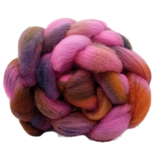 multi coloured hand dyed wool fibre
