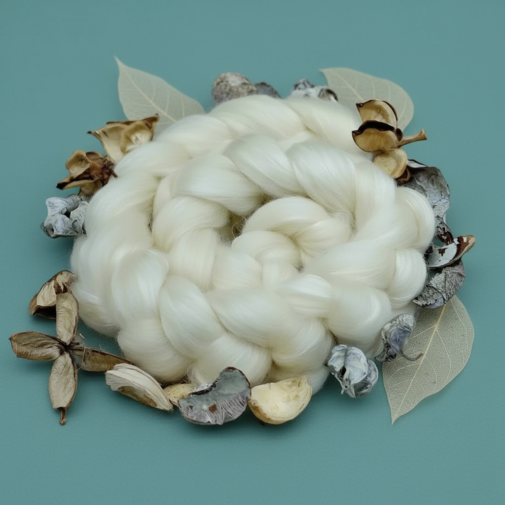 Leicester-Rose BFL and Rose fibre top natural white 100g