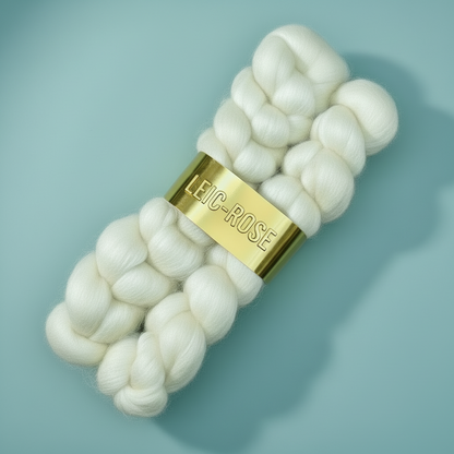 Leicester-Rose BFL wool and Rose plant fibre top natural white