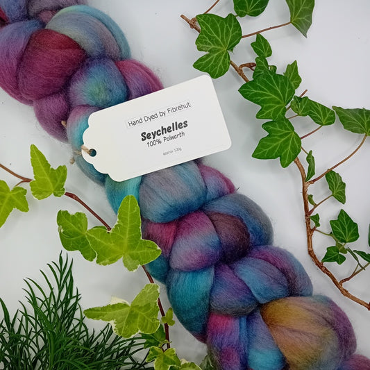 hand dyed polwarth combed wool top